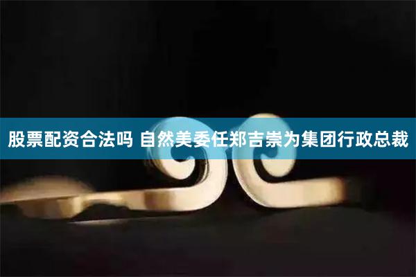 股票配资合法吗 自然美委任郑吉崇为集团行政总裁