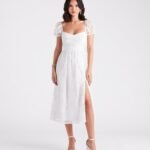 Mary Formal Flocked Velvet A-Line Midi Dress