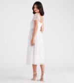 Mary Formal Flocked Velvet A-Line Midi Dress - Image 2