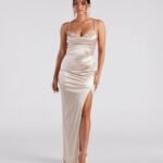 Amelia Formal Satin Embroidered Dress