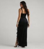 Cece Formal Velvet Lace Sweetheart Long Dress - Image 2