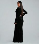 Milena Formal Velvet Bell Sleeve Mermaid Dress - Image 2