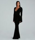 Milena Formal Velvet Bell Sleeve Mermaid Dress - Image 3