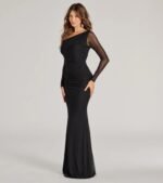 Esther One-Shoulder Mermaid Mesh Formal Dress - Image 4