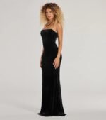 Luisa Pearl Fringe Trim Velvet Corset Mermaid Dress - Image 4