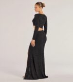Brynn Long Sleeve Glitter Cutout Mermaid Dress - Image 2