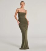 Julane Cowl Neck Ruched Column Dress - Image 10