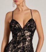 Mckenna Velvet Flocked Lace Mermaid Dress - Image 3