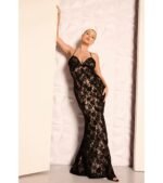 Mckenna Velvet Flocked Lace Mermaid Dress - Image 5