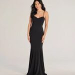 Emmaline Lace Trim Cutout Crepe Mermaid Dress