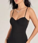 Emmaline Lace Trim Cutout Crepe Mermaid Dress - Image 3