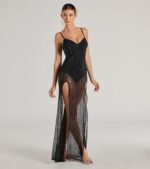 Nadia Rhinestone Sheer Mesh Formal Dress - Image 4