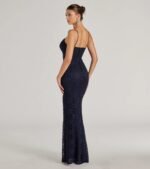 Romina Lace Cowl Neck High Slit Mermaid Dress - Image 2