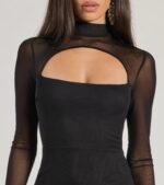 Linnea Sheer Mesh Mock Neck Cutout Mermaid Dress - Image 3