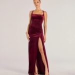 Christina Lace-Up Back Velvet Dress