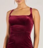 Christina Lace-Up Back Velvet Dress - Image 3