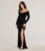 Sonya Off-The-Shoulder Velvet Mermaid Dress - Image 4