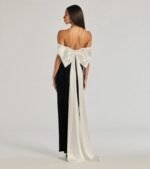 Verona Off-The-Shoulder Bow Back Velvet Formal Dress - Image 2