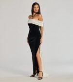 Verona Off-The-Shoulder Bow Back Velvet Formal Dress - Image 4