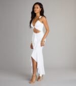 Showstopper Cutout Ruffle Slit Maxi Dress - Image 10