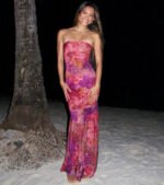 Gorgeous Aura Strapless Floral Tie-Dye Maxi Dress - Image 2