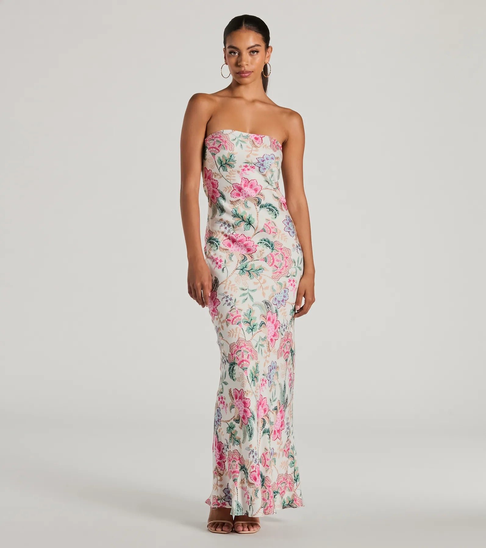 05101-3400_1_e8299962-fe86-4347-9318-02dfbeb5baac Boho Aesthetic Strapless Tie Back Paisley Maxi Dress - Image 1