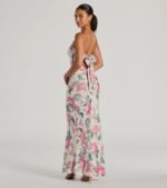 Boho Aesthetic Strapless Tie Back Paisley Maxi Dress - Image 2