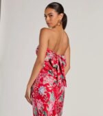 Boho Aesthetic Strapless Tie Back Paisley Maxi Dress - Image 8