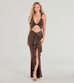 Showstopper Cutout Ruffle Slit Maxi Dress - Image 2