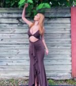 Showstopper Cutout Ruffle Slit Maxi Dress - Image 6