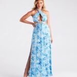 Miami Mood Tropical Print Cutout Maxi Dress