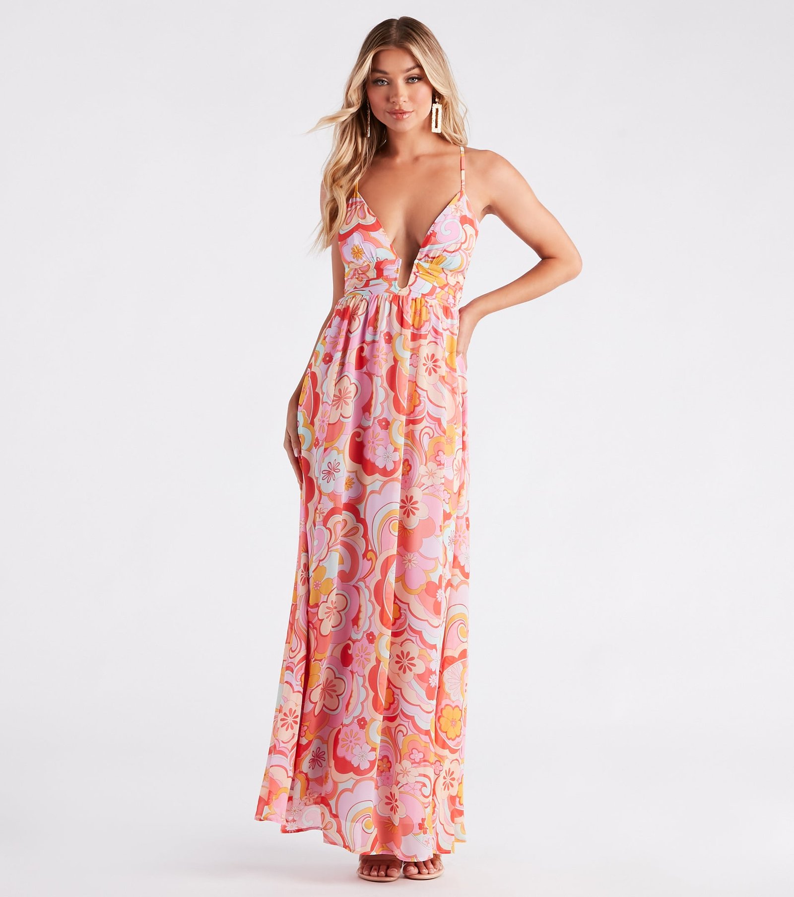 05102-5264_1_bd525d11-4d9c-4ede-aad9-7d4a76aa74e8 Electric Love Chiffon Floral Maxi Dress - Image 1