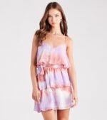 Daydreamer Tie-Dye Ruffled Chiffon Mini Dress - Image 5