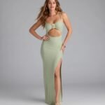 Vacay Mode Buckle Cutout Slit Maxi Dress