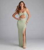 Vacay Mode Buckle Cutout Slit Maxi Dress