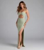 Vacay Mode Buckle Cutout Slit Maxi Dress - Image 4