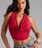 Take The Plunge Sleeveless Halter Crop Top - Image 53