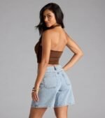 Take The Plunge Sleeveless Halter Crop Top - Image 6
