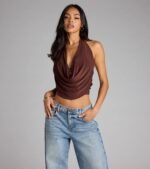 Take The Plunge Sleeveless Halter Crop Top - Image 58