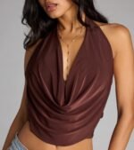 Take The Plunge Sleeveless Halter Crop Top - Image 61
