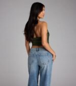 Take The Plunge Sleeveless Halter Crop Top - Image 63