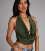 Take The Plunge Sleeveless Halter Crop Top - Image 65
