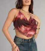 Flirty Vibes Floral Halter Crop Top - Image 4