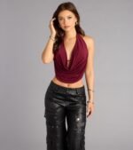 Take The Plunge Sleeveless Halter Crop Top - Image 66