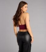 Take The Plunge Sleeveless Halter Crop Top - Image 67