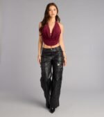 Take The Plunge Sleeveless Halter Crop Top - Image 68