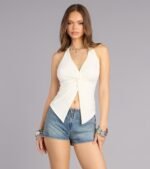 Routinely Cute Halter Knot Crop Top - Image 35
