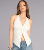 Routinely Cute Halter Knot Crop Top - Image 37