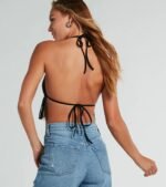 Rodeo Babe Rhinestone Fringe Halter Top - Image 2
