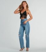 Rodeo Babe Rhinestone Fringe Halter Top - Image 3